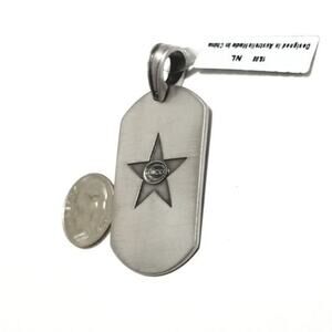 Sentosa Lion Dog Tag Pendant In Silver